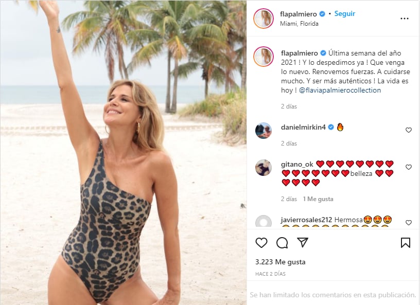 Flavia Palmiero despidió el año a través de su red social.