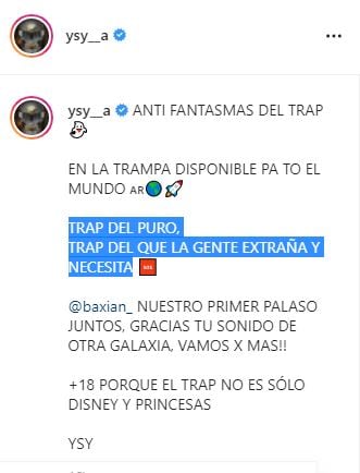 Ysy A estrenó "En la trampa".