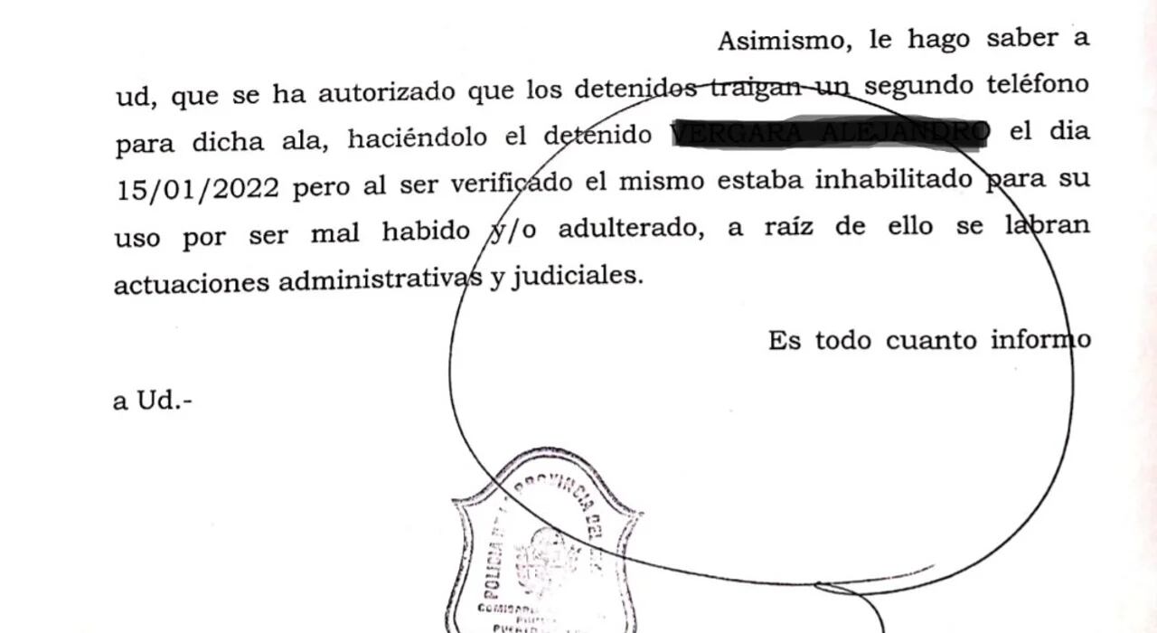 El teléfono que los presos ingresaron al penal era robado.