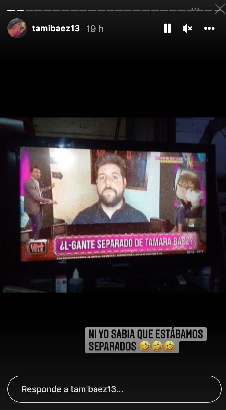 La respuesta de Tamara en las redes al enterarse que en la televisión hablaban de una crisis de pareja con L-Gante.