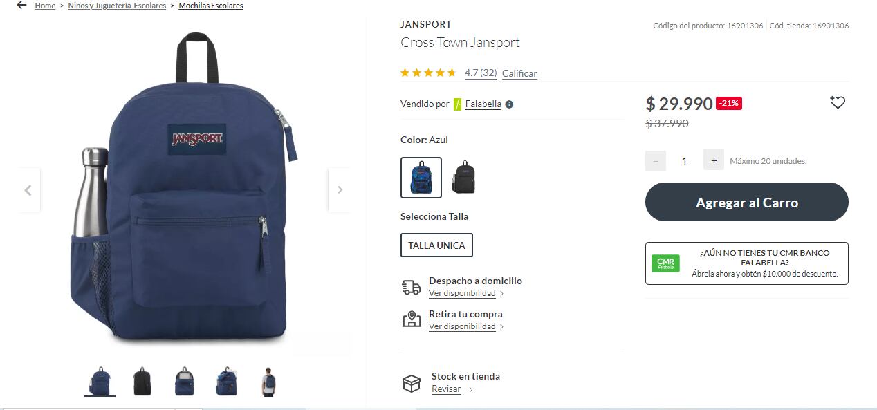 Esto vale una mochila JanSport más antigua en Chile.