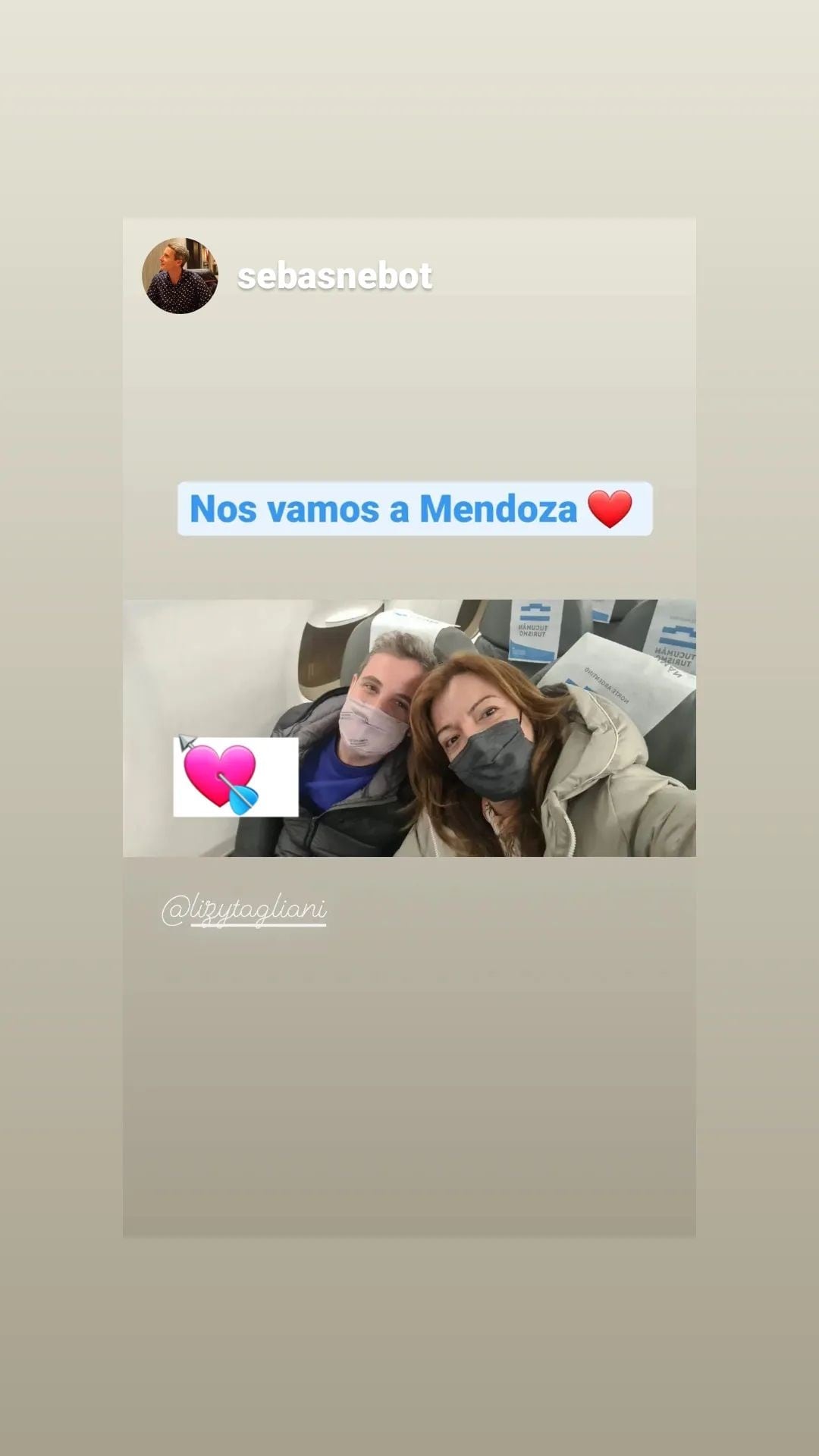 Lizy Tagliani y su novio, Sebastián Nebot, en Mendoza.