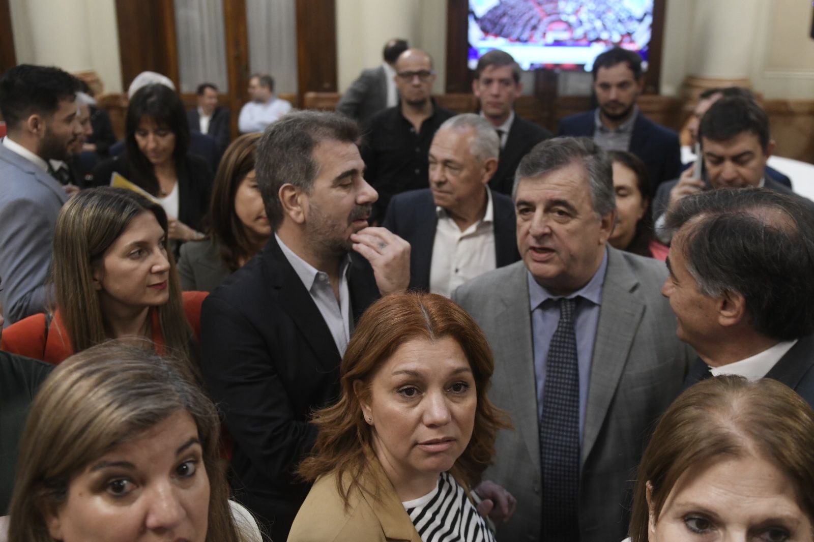 Juntos por el Cambio resolvió, tras una reunión de interbloque, no dar quórum en la sesión preparatoria convocada para este jueves, donde se votará la continuidad de Moreau como presidenta de la Cámara.  (Federico Lopez Claro)