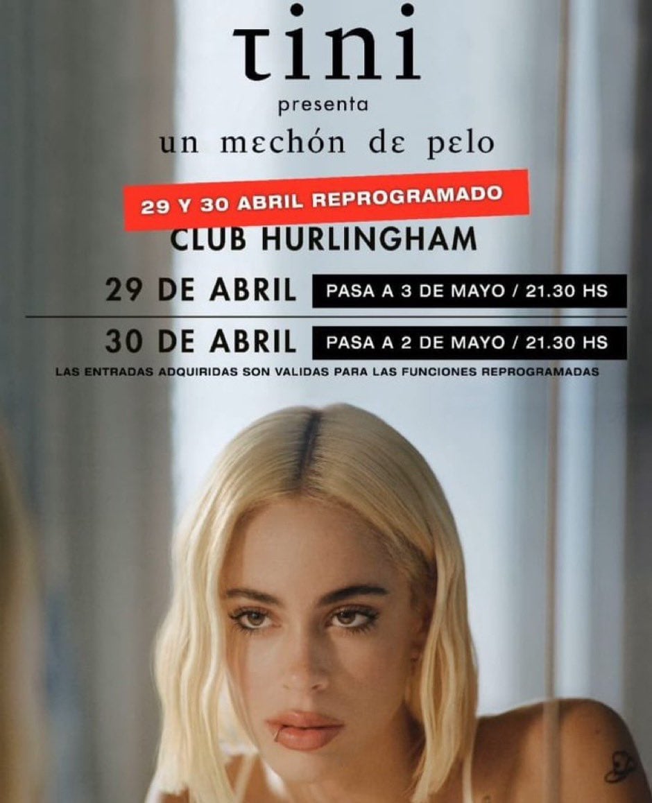 Tini Stoessel reprogramó dos de sus shows en el Club Hurlingham: ¿cuáles son las nuevas fechas?