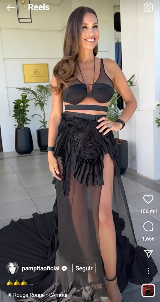 Pampita lució un vestido negro