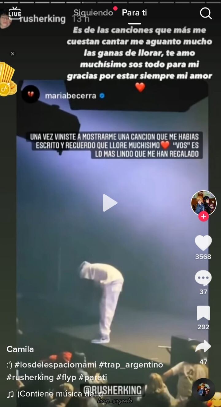 Los fans de Rusherking recordaron la canción que le dedicó a María Becerra