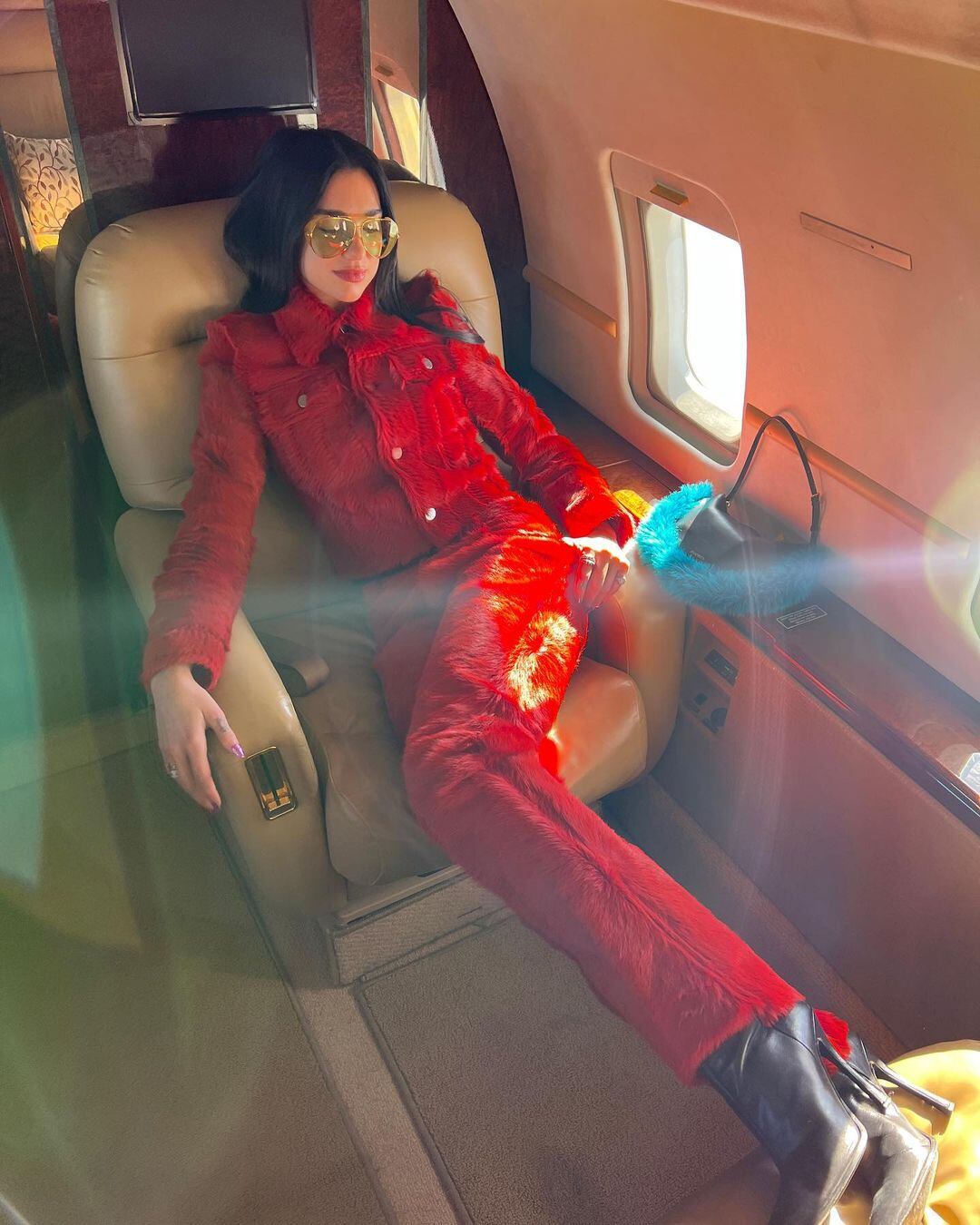 Dua Lipa en su avión privado