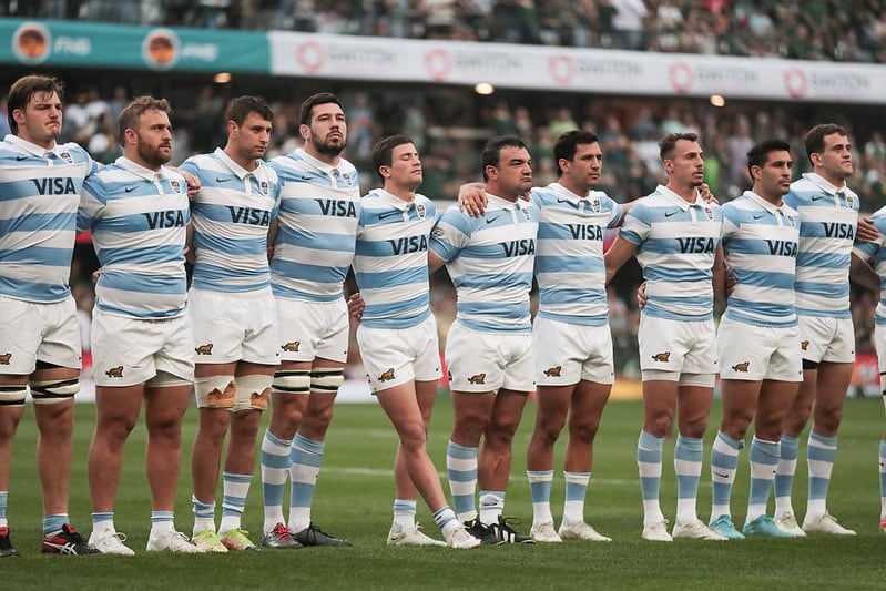 Los Pumas en el encuentro ante Sudáfrica de este sábado. (Prensa UAR).