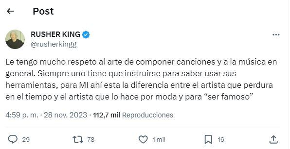 ¿Palito para la China Suárez? El fuerte descargo de Rusherking: “No quieran ser famosos haciendo música”