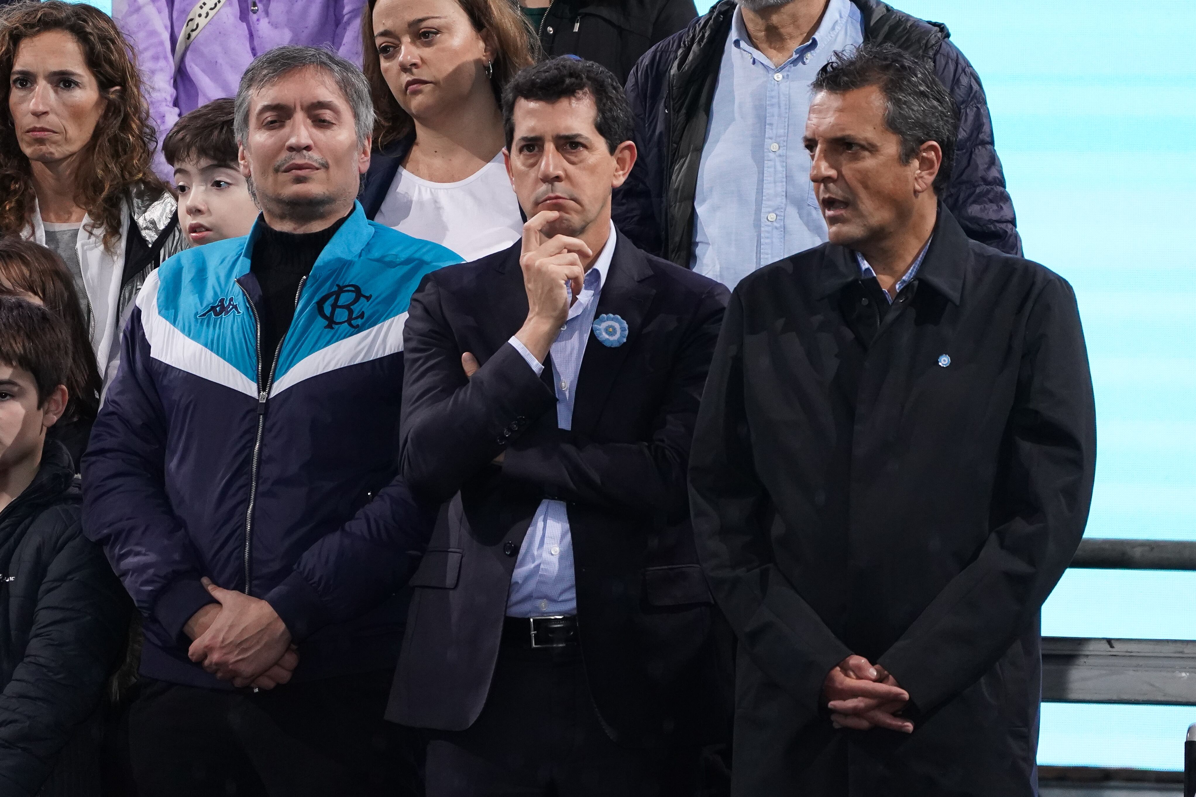 Máximo Kirchner, "Wado" de Pedro y Massa. Foto: Clarín