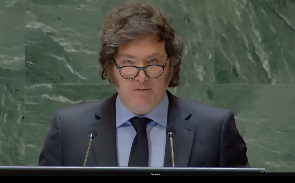 El presidente Javier Milei habló por primera vez ante la asamblea general de la ONU. Foto: captura de video