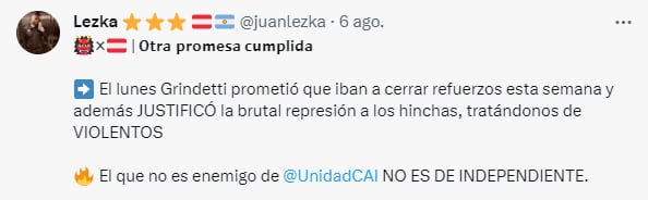 Las promesas incumplidas pro Grindetti en Independiente