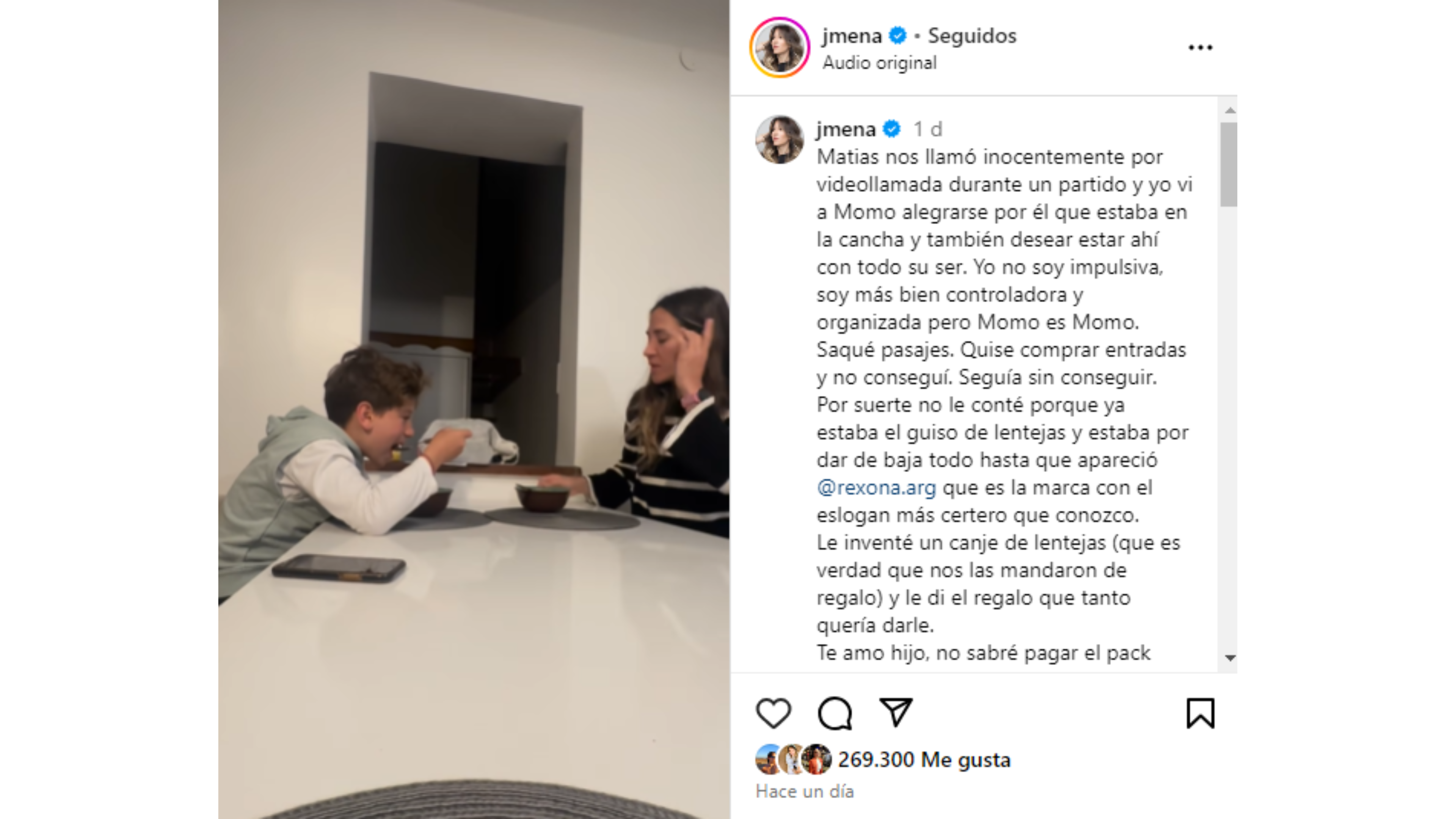 Las palabras de Jimena Barón en el posteo de la sorpresa.