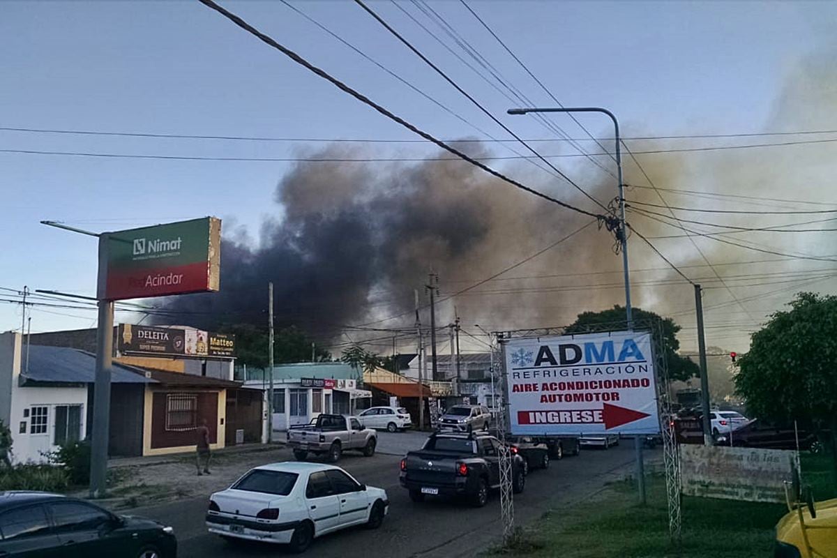 Incendio en depósito de leña en Concordia.