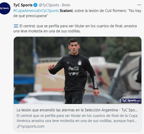 Scaloni afirmó que el la lesión del Cuti en la rodilla no reviste gravedad.