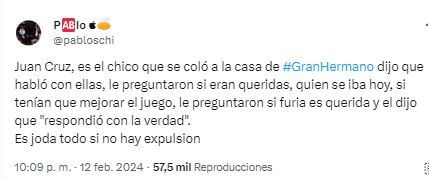 Quién fue la persona que habló desde el techo de la casa de Gran Hermano 2024.