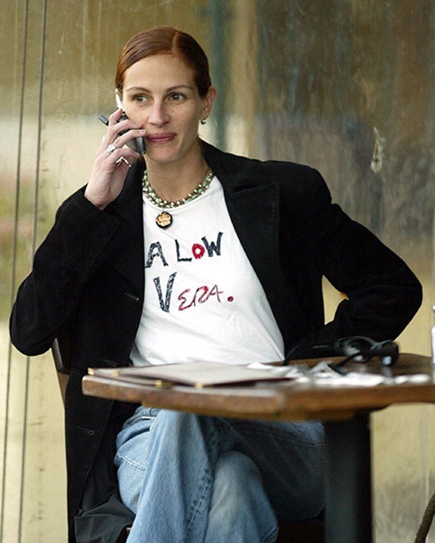 Julia Roberts con una remera en contra de Vera Steimberg.