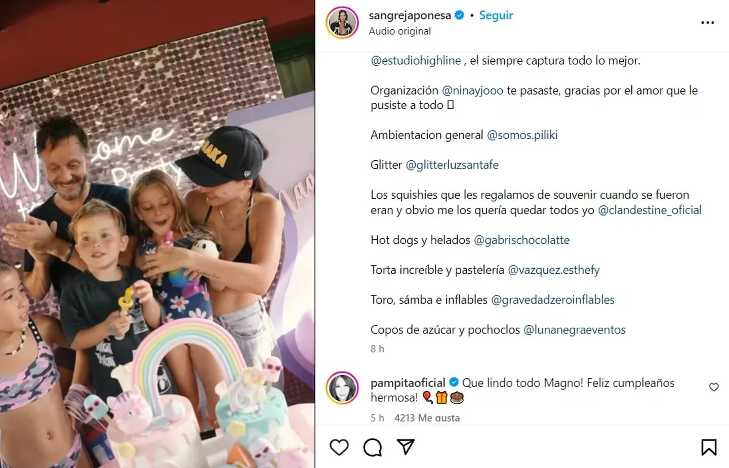 El mensaje de Pampita en la publicación de la China Suárez