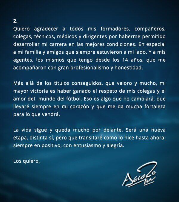 La carta del Kun Agüero fue publicada en varios idiomas. (Foto: Twitter)