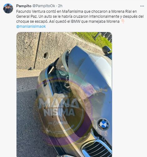 Así quedó el BMW de Morena Rial.