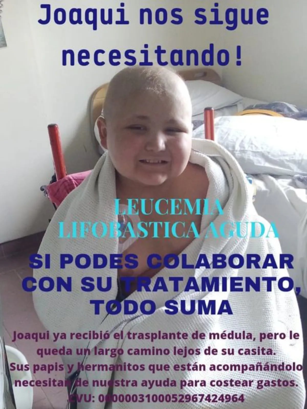 Campaña solidaria que se hizo para ayudar a la familia de Joaco. 