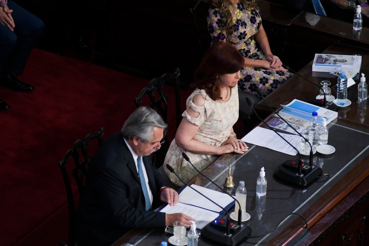 Alberto Fernández y Cristina Kichner en la inauguración de las sesiones del Congreso. (Foto: Federico López Claro)