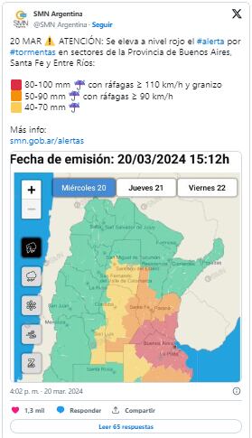 La ciudad y la región podrían sufrir fuertes fenómenos.