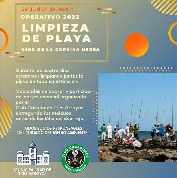 Operativo limpieza de playas para las 24 Horas de la Corvina Negra