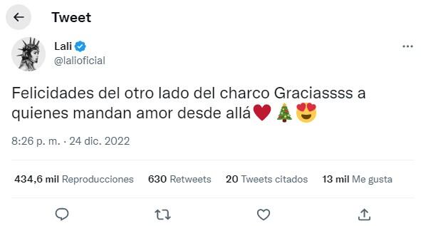 El mensaje de Lali Espósito para sus fanáticos.