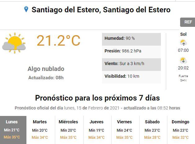 Servicio Meteorológico Nacional.