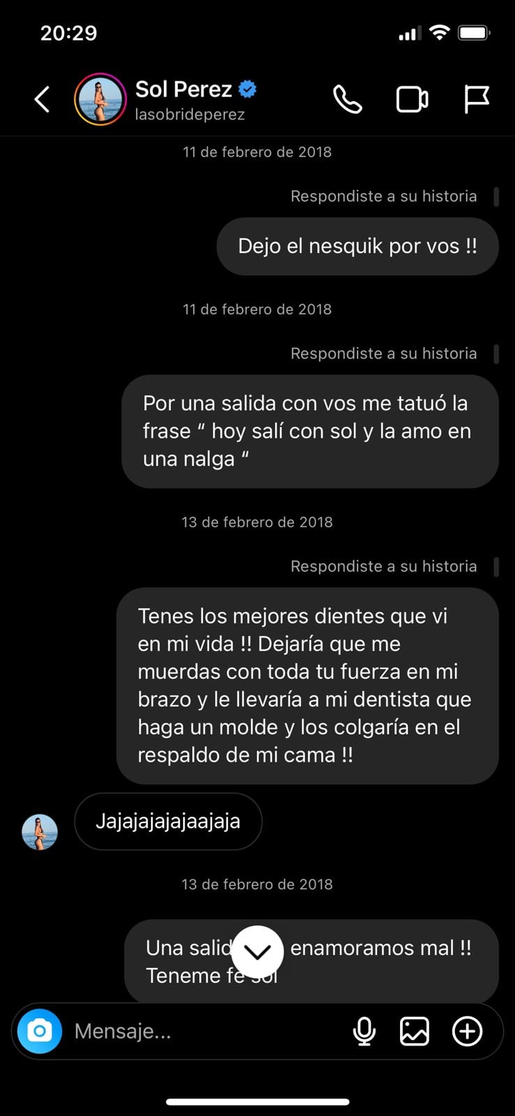 Los primeros chats de Sol Pérez con su novio