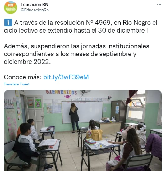 Debido a los paros docentes, Río Negro extienden las clases hasta el 30 de diciembre.