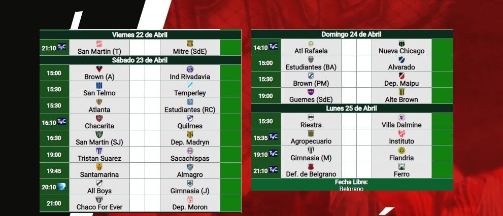 Primera nacional: fecha 12.