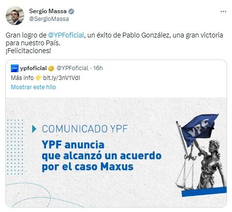 Massa celebró el acuerdo. 