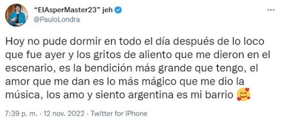 El rapero le dedicó unas palabras a su gente tras su regreso a los escenarios.