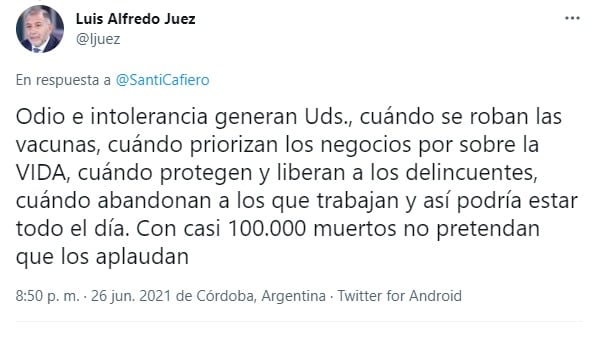 El exintendente redobló las críticas hacia el Jefe de Gabinete y al Gobierno Nacional.