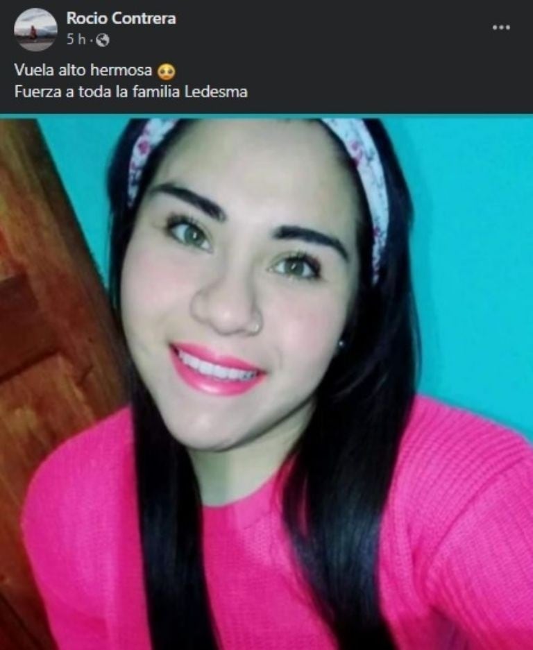 Uno de los mensajes dedicados a Florencia Ledesma en Facebook.