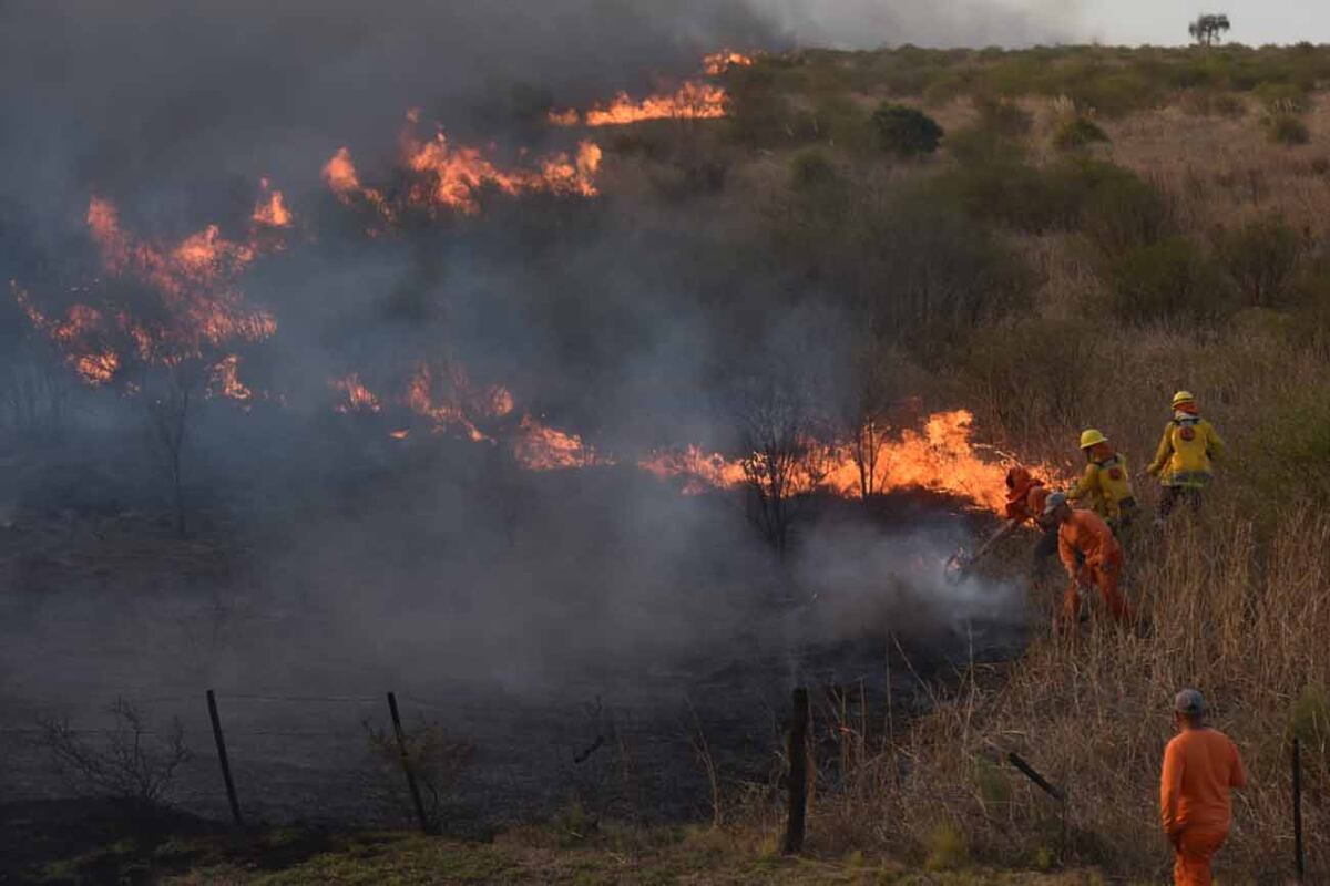 Imágenes infernales: así es el paso del fuego que azota la autopista Córdoba-Carlos Paz