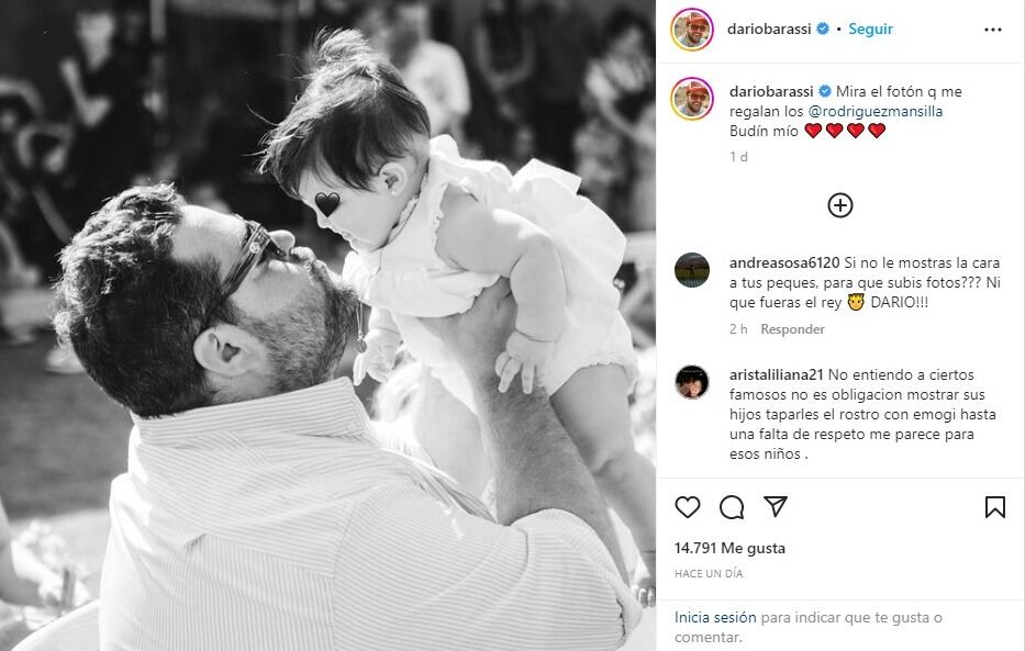 Darío Barassi nombra a Inés como "budín" en un tierno gesto de papá a hija.
