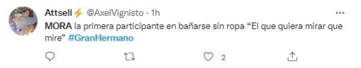 “Me terminé bañando en bolas”, dijo Mora Jabornisky tras su primera ducha en la casa de Gran Hermano.