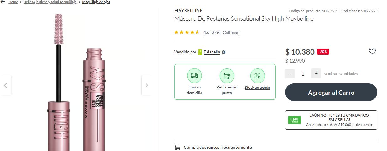 Esto es lo que cuesta una máscara de pestañas Maybelline.