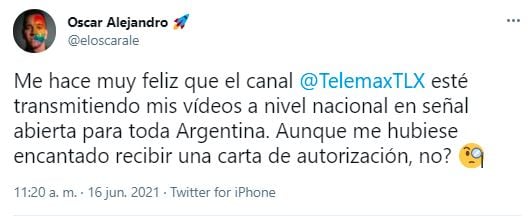 También hizo el reclamo a través de Twitter.