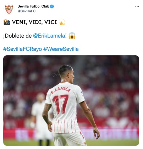 Erik Lamela debutó en Sevilla con un doblete.