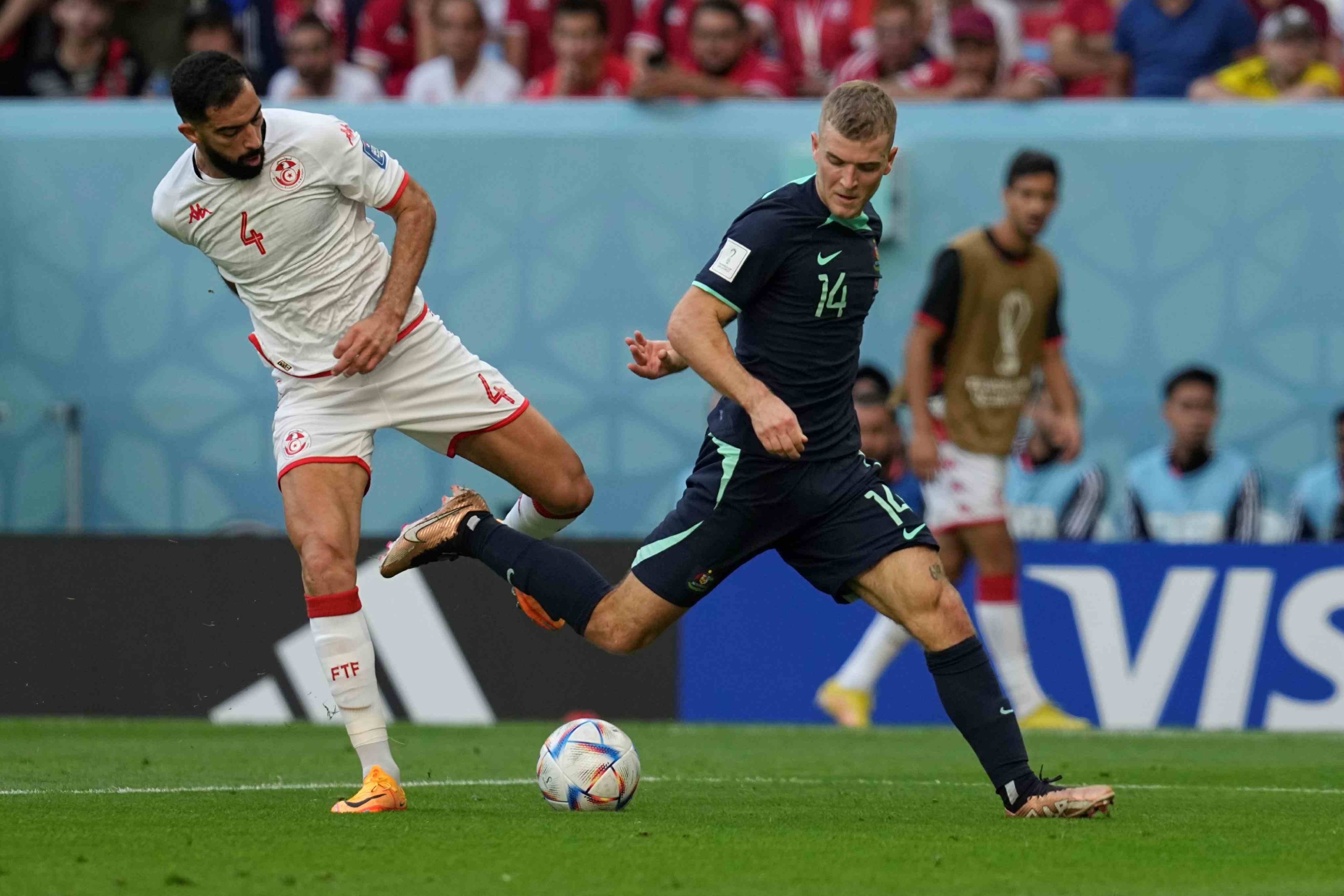 Australia le ganó a Túnez por 1-0, en un partido de la segunda fecha del Grupo D del Mundial Qatar 2022. (AP)