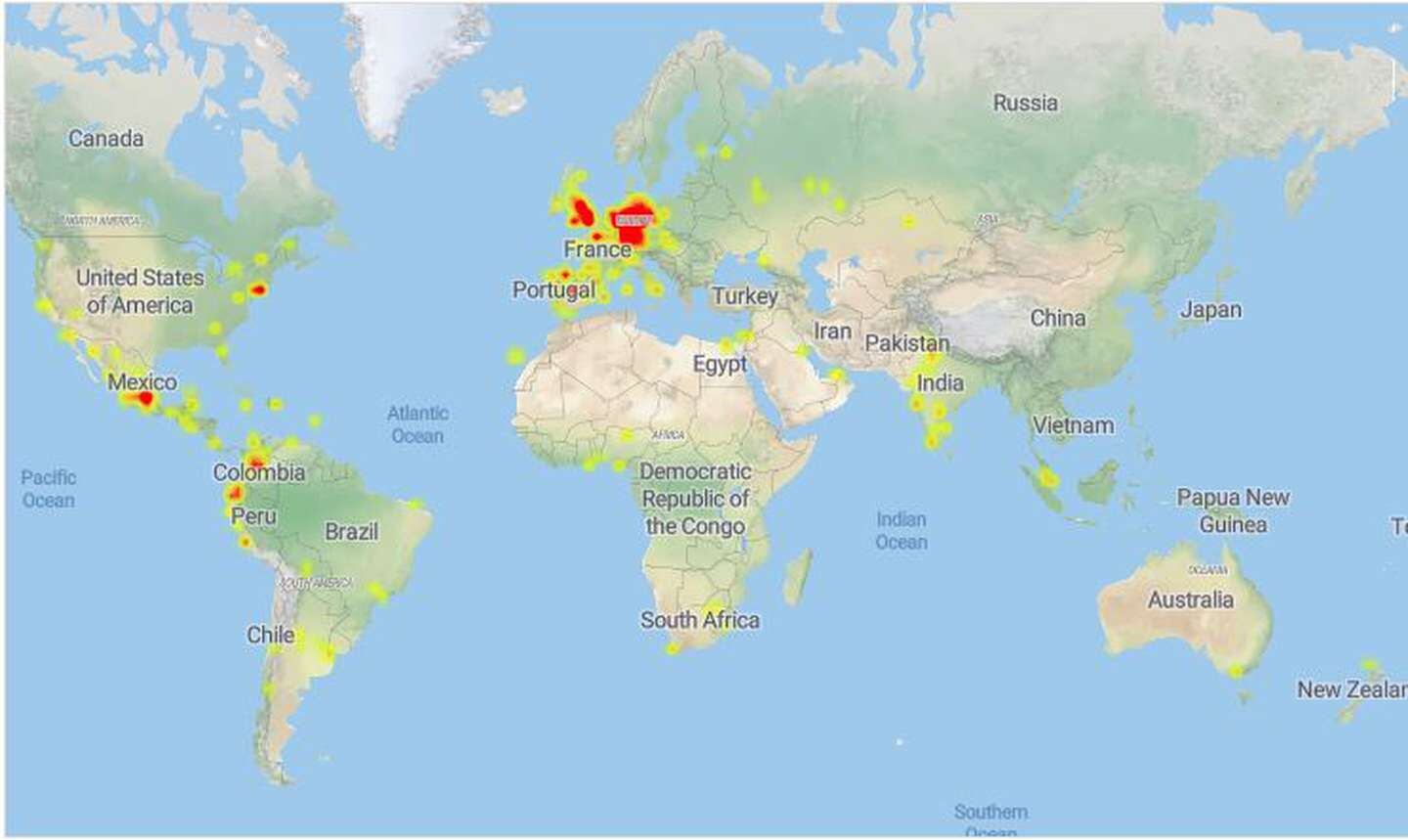 Los sectores del mundo afectados por las fallas de WhatsApp.