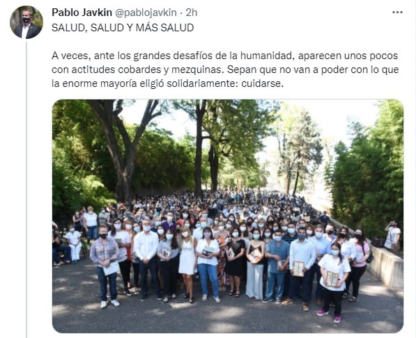 El intendente Pablo Javkin le respondió a los antivacunas. (@pablojavkin)