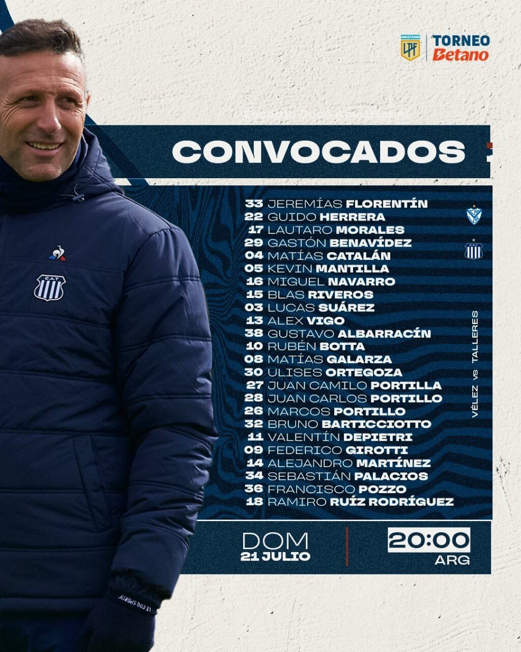 Talleres vuelve a la acción ante Vélez, con este plantel.