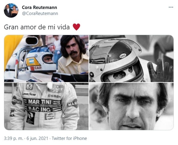 Cora Reutemann seleccionó fotos del "Lole" en su etapa de corredor para expresar su afecto hacia él.