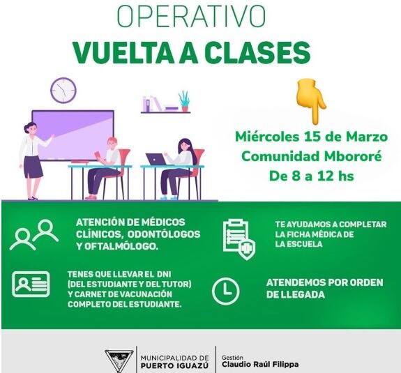 Realizarán operativo “Vuelta a Clases” en Puerto Iguazú.