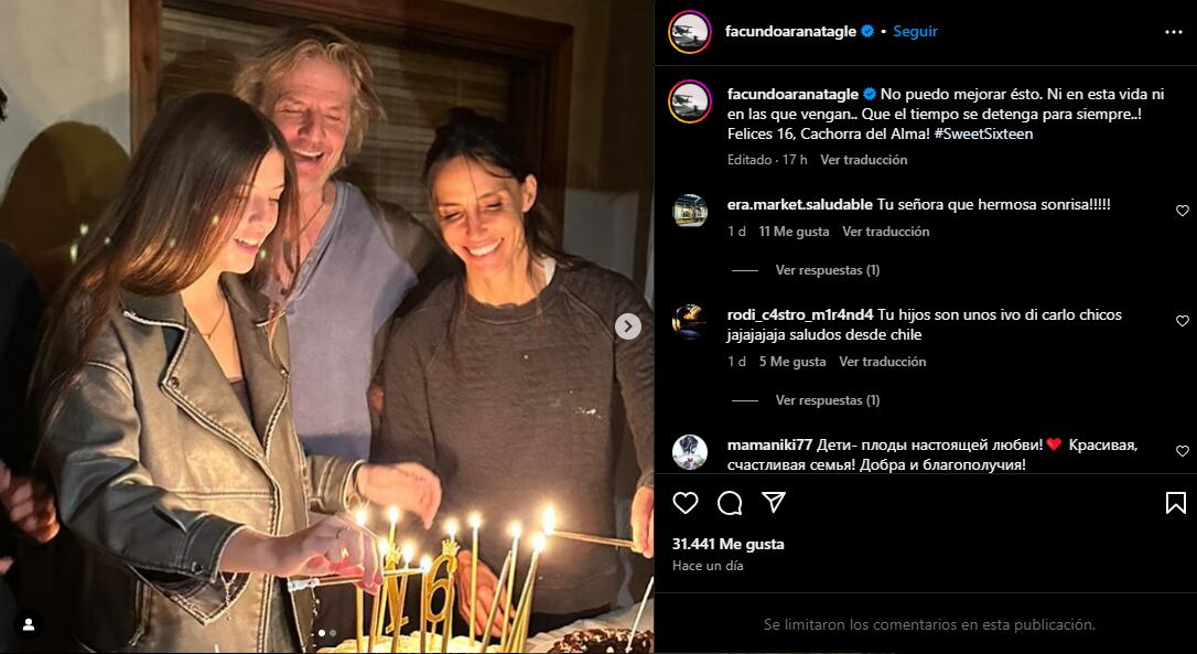 Facundo Arana saludó a su hija por su cumpleaños.